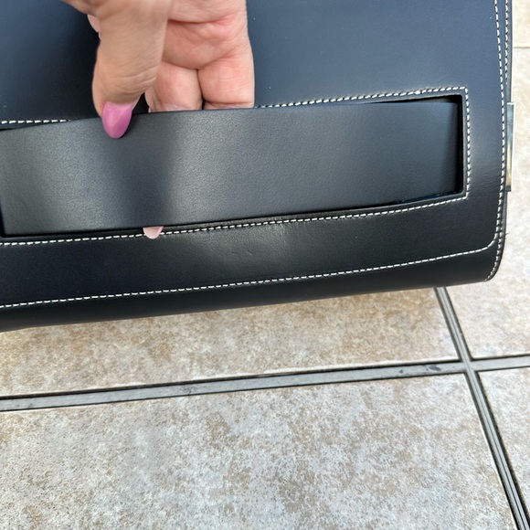Alberta Di Canio Black Clutch with White Stitching